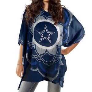 NFL Branded Sheer Dallas Cowboys Peace Flower Kaftan, size OS